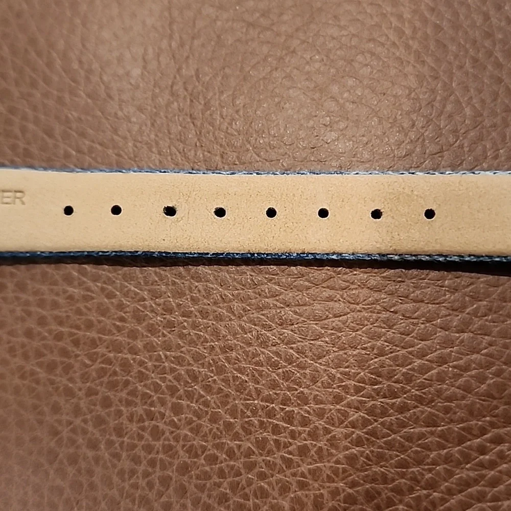 Anne Klein Gold Watch with Denim Blue And Red Strap Ladies Watch